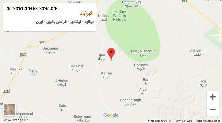 روستای اکبرآباد بر روی نقشه
