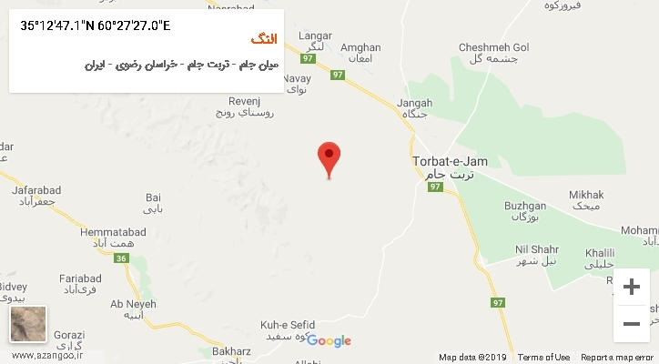روستای النگ بر روی نقشه
