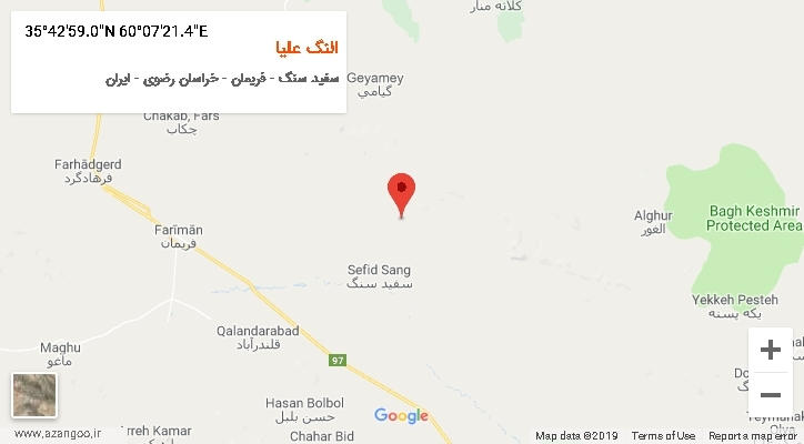 روستای النگ علیا بر روی نقشه