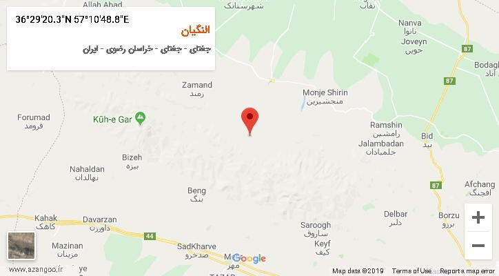 روستای النگیان بر روی نقشه