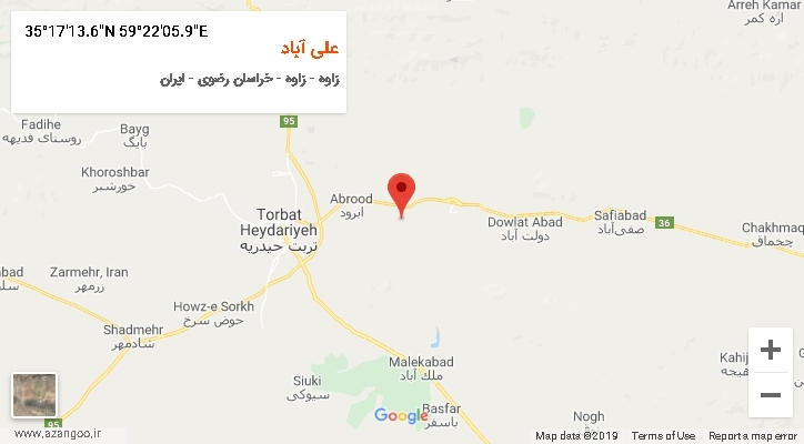 روستای علی آباد بر روی نقشه
