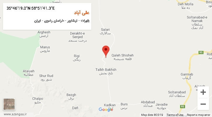 روستای علی آباد بر روی نقشه