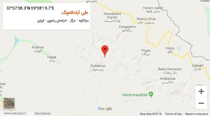 روستای علی آبادالنچگ بر روی نقشه