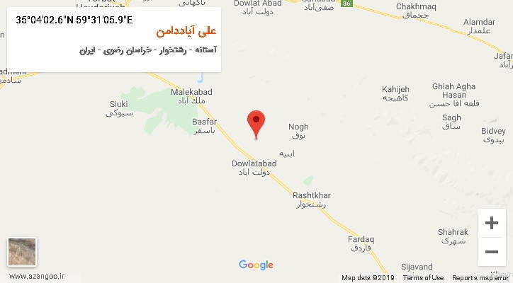 روستای علی آباددامن بر روی نقشه