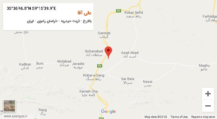 روستای علی آقا بر روی نقشه