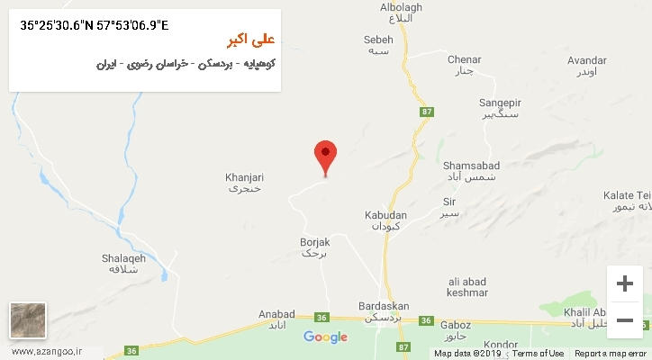 روستای علی اکبر بر روی نقشه
