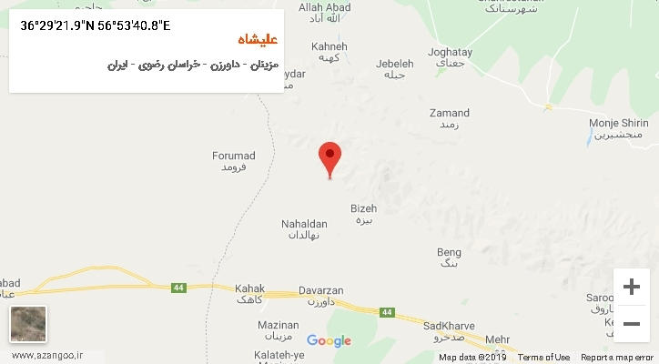 روستای علیشاه بر روی نقشه