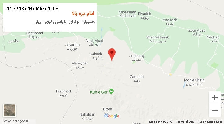 روستای امام دره بالا بر روی نقشه