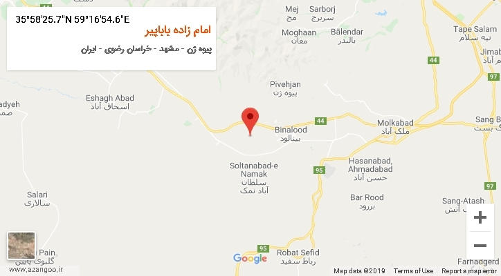 روستای امام زاده باباپیر بر روی نقشه