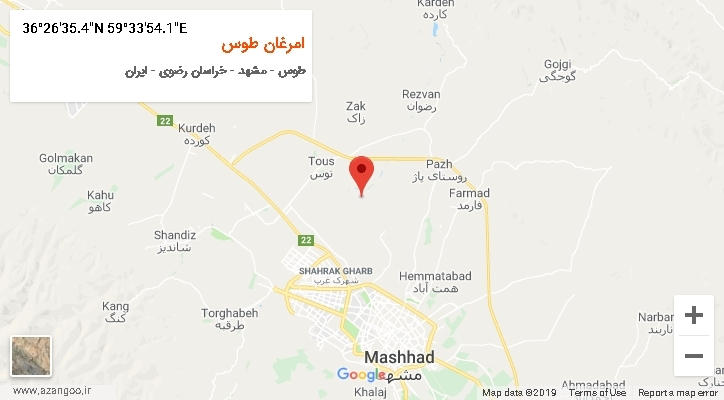 روستای امرغان طوس بر روی نقشه