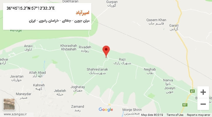 روستای امیرآباد بر روی نقشه