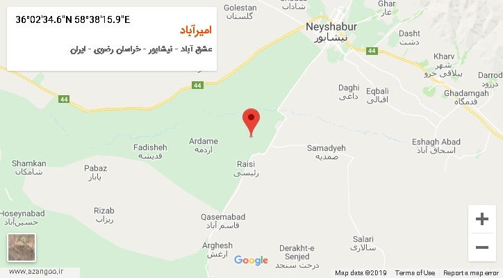 روستای امیرآباد بر روی نقشه
