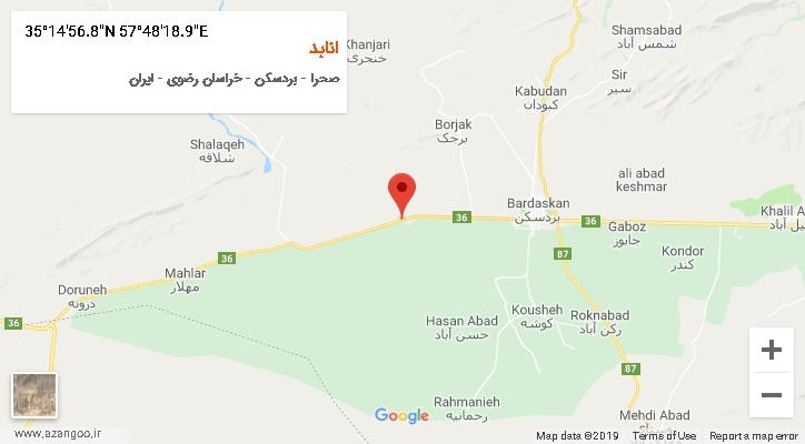 روستای انابد بر روی نقشه