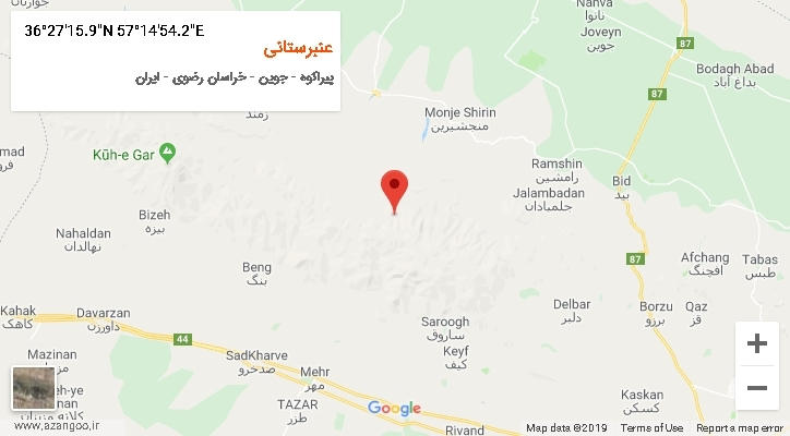 روستای عنبرستانی بر روی نقشه