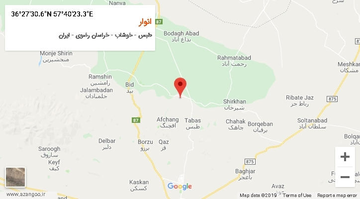 روستای انوار بر روی نقشه