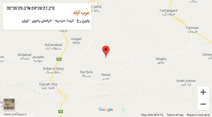 روستای عرب آباد بر روی نقشه