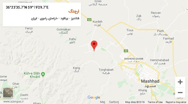 روستای ارچنگ بر روی نقشه