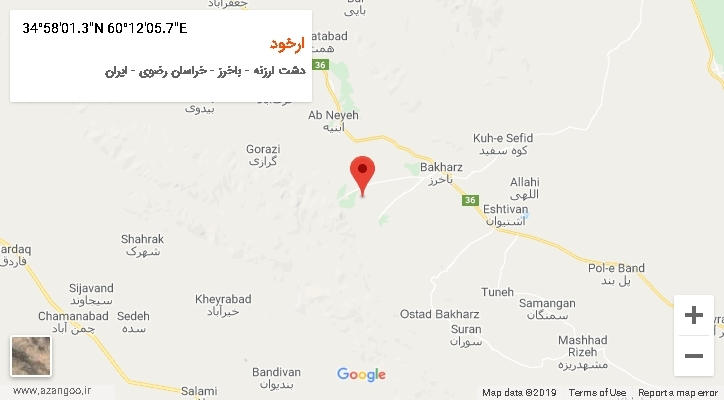 روستای ارخود بر روی نقشه