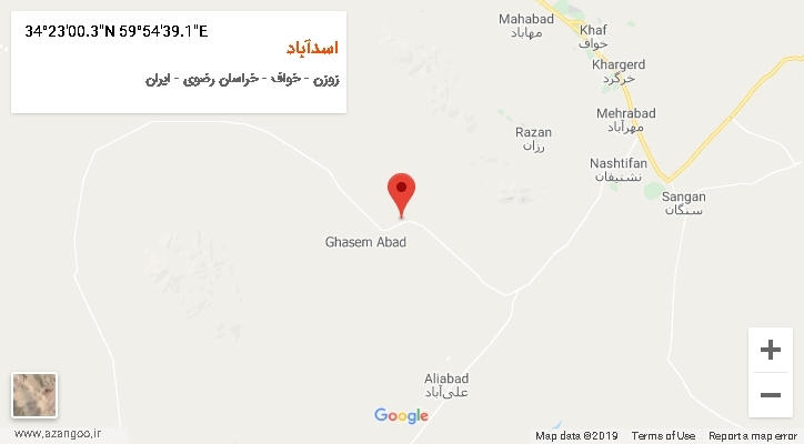 روستای اسدآباد بر روی نقشه