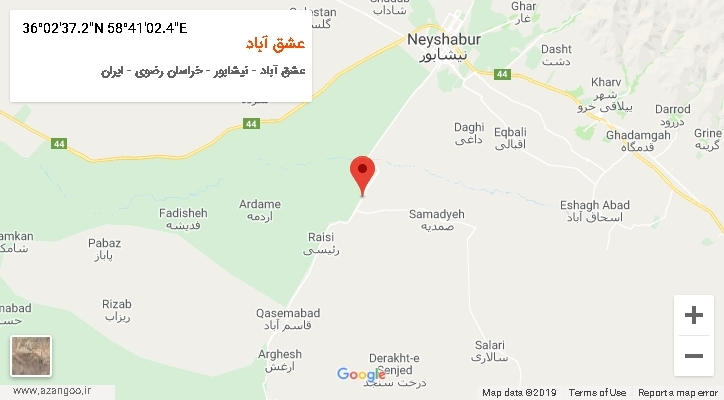 روستای عشق آباد بر روی نقشه