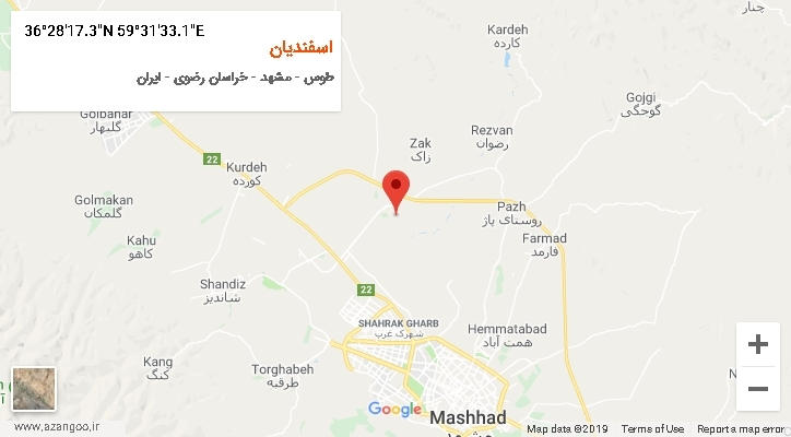 روستای اسفندیان بر روی نقشه