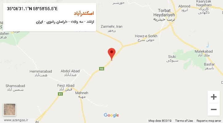 روستای اسکندرآباد بر روی نقشه