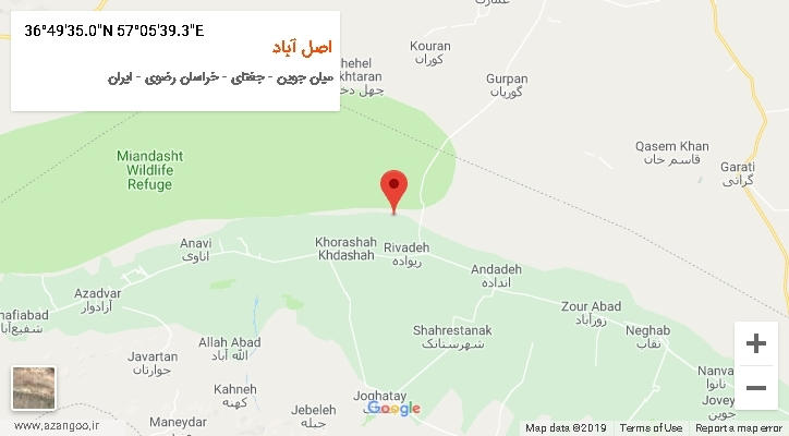 روستای اصل آباد بر روی نقشه