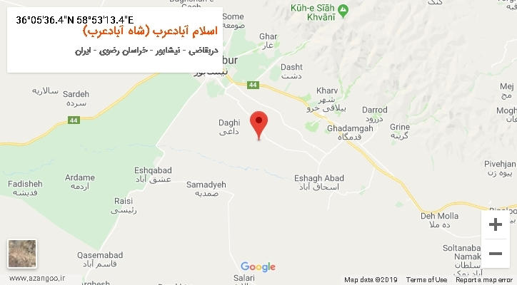 روستای اسلام آبادعرب (شاه آبادعرب) بر روی نقشه