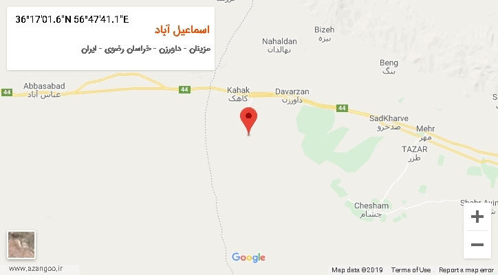 روستای اسماعیل آباد بر روی نقشه
