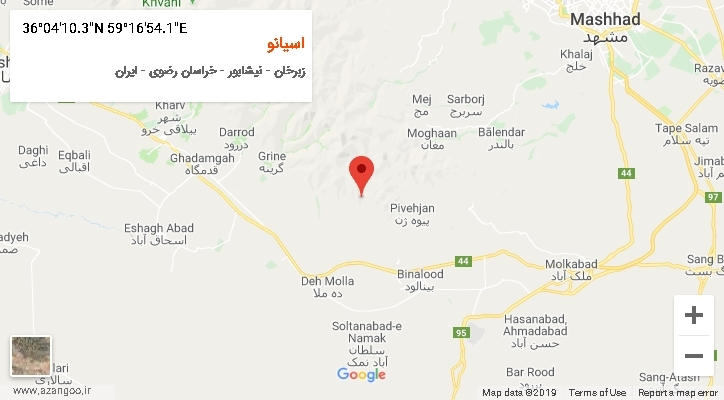 روستای اسیانو بر روی نقشه