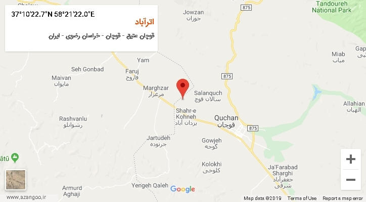 روستای اترآباد بر روی نقشه