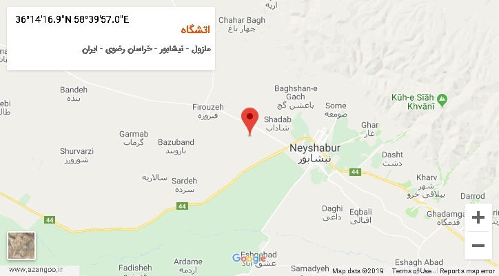 روستای اتشگاه بر روی نقشه