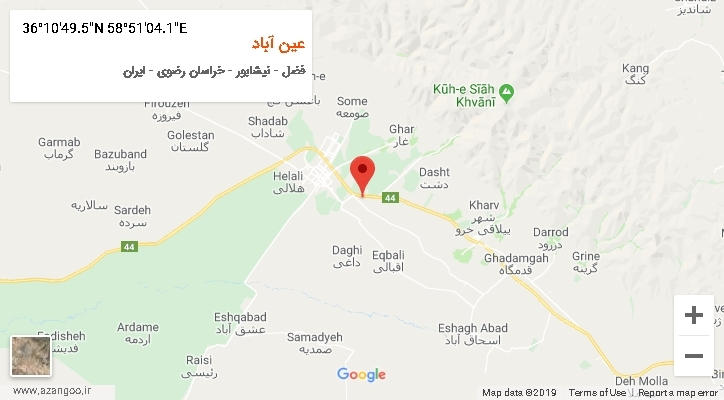 روستای عین آباد بر روی نقشه