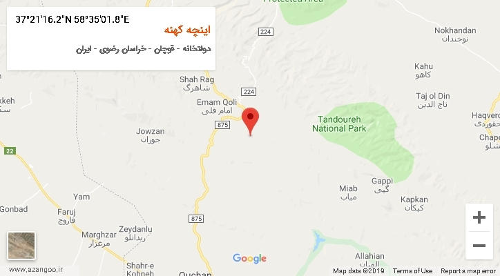 روستای اینچه کهنه بر روی نقشه