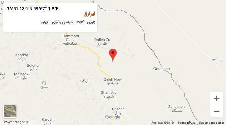 روستای ایرارق بر روی نقشه