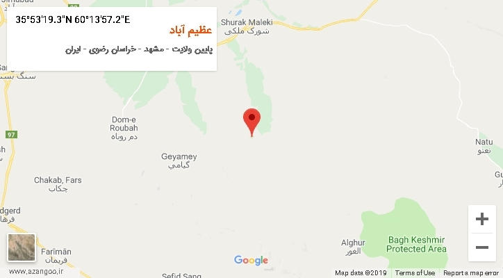 روستای عظیم آباد بر روی نقشه
