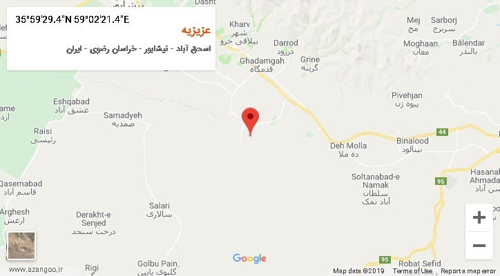 روستای عزیزیه بر روی نقشه