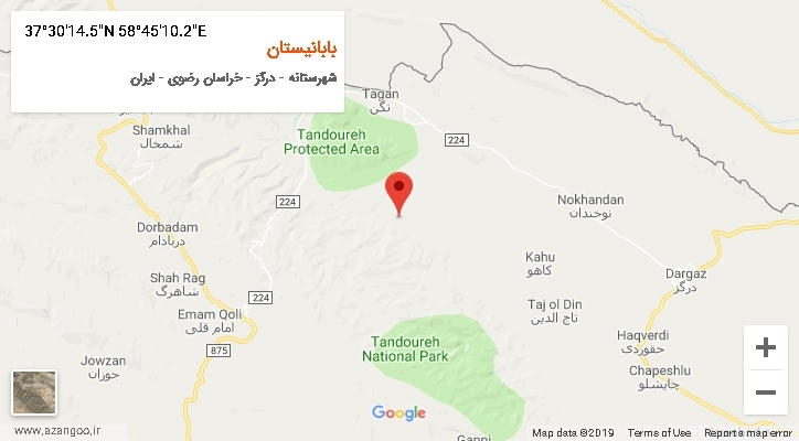 روستای بابانیستان بر روی نقشه