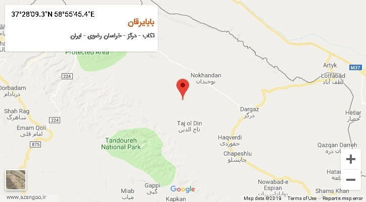 روستای بابایرقان بر روی نقشه