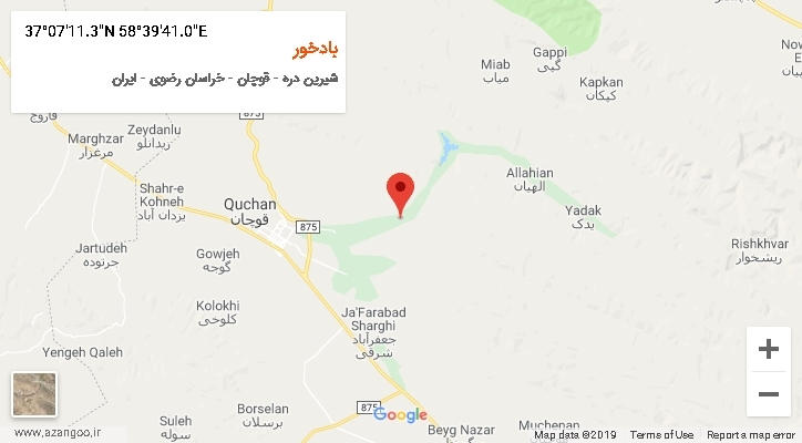 روستای بادخور بر روی نقشه