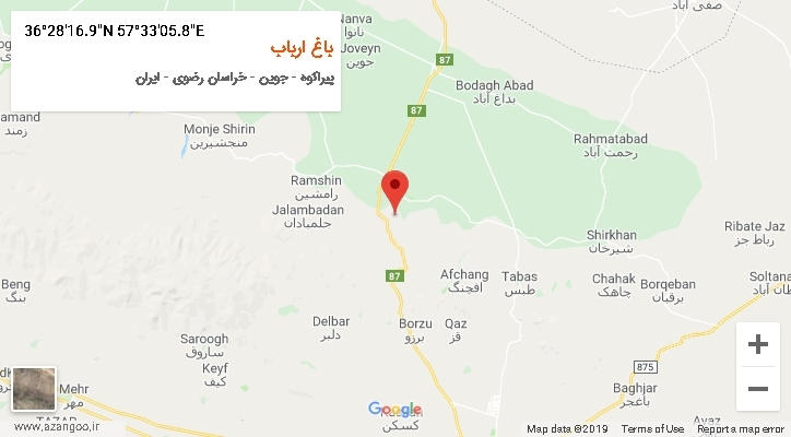 روستای باغ ارباب بر روی نقشه