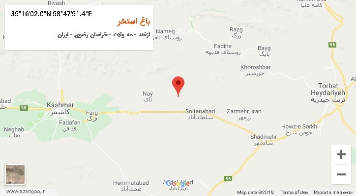 روستای باغ استخر بر روی نقشه