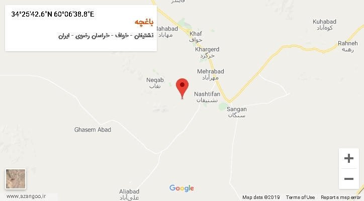 روستای باغچه بر روی نقشه