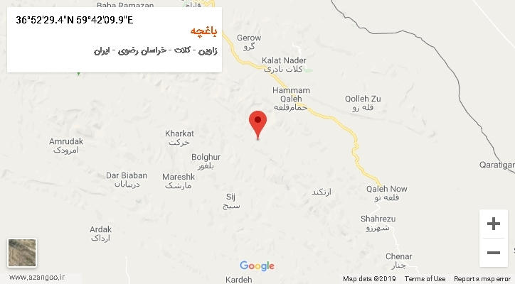 روستای باغچه بر روی نقشه