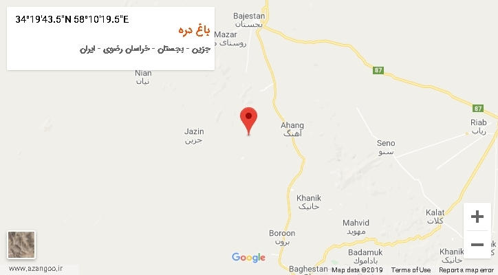 روستای باغ دره بر روی نقشه