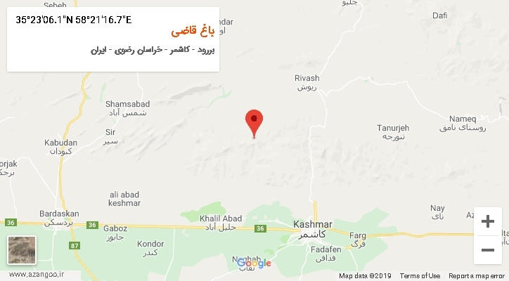 روستای باغ قاضی بر روی نقشه