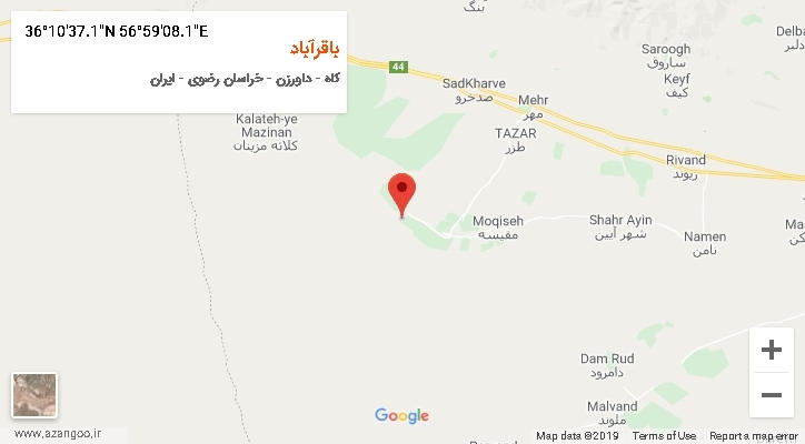 روستای باقرآباد بر روی نقشه