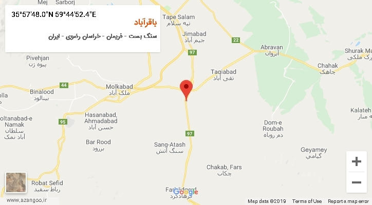 روستای باقرآباد بر روی نقشه