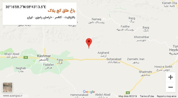 روستای باغ طاق کج بلاک بر روی نقشه