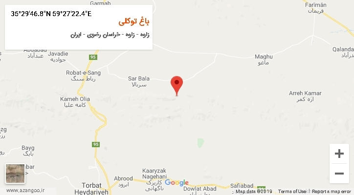 روستای باغ توکلی بر روی نقشه